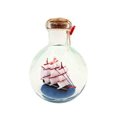 Barco en Botella Rafandynka con posibilidad de personalización con grabado – decoración marinera clásica de 8,5 cm, ideal para regalo a amantes de la navegación