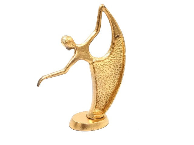 Figura decorativa dorada Bailarina de aluminio con posibilidad de personalización mediante grabado