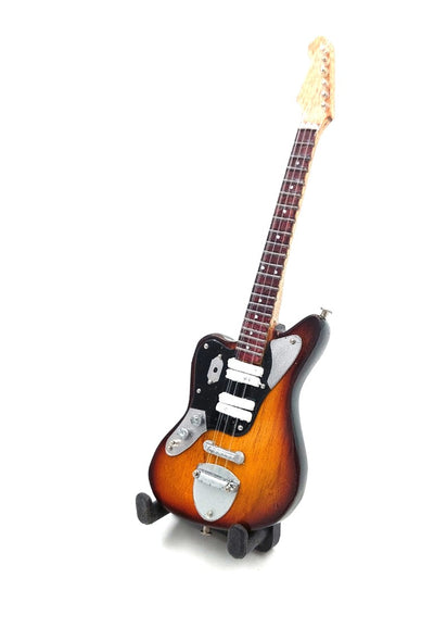 Mini guitarra de 15 cm estilo Kurt Cobain con posibilidad de personalización con grabado - guitarra de caoba marrón para regalo a fan del grunge y Nirvana