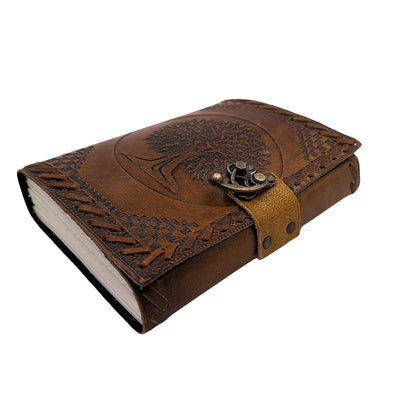 Cuaderno de cuero vintage retro de 200 páginas con grabado