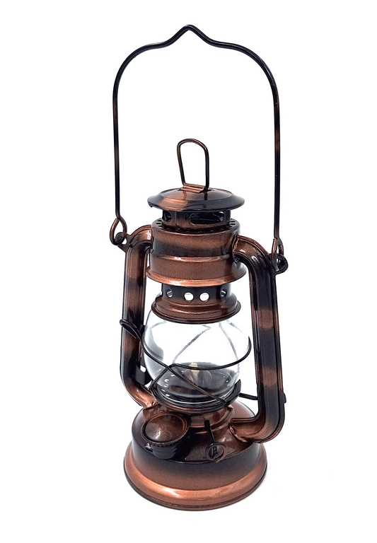Lámpara de queroseno náutica retro DT245F con posibilidad de personalización con grabado, ideal para regalo, fabricada en vidrio y chapa, altura 19 cm, diseño marinero