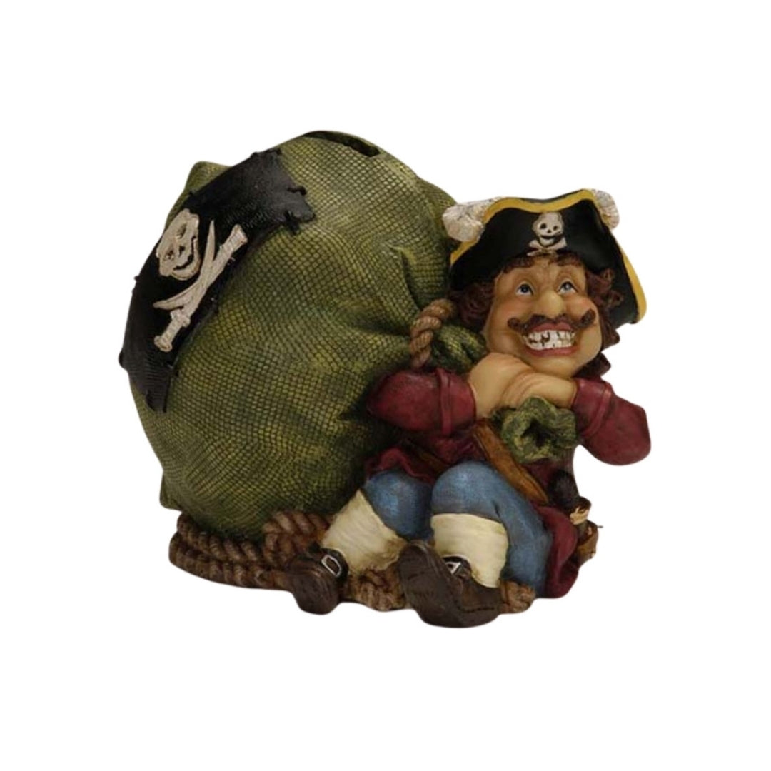 Hucha Decorativa Pirata con Tesoro 14 cm con posibilidad de personalización con grabado