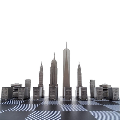 Ajedrez Skyline de Nueva York con grabado en acero inoxidable