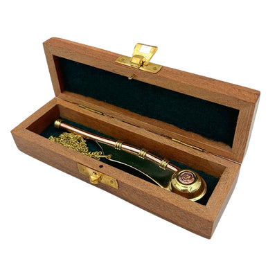 Silbato de Jefe con grabado en caja de madera elegante – de latón, 12,5 cm