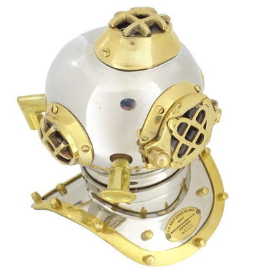 Casco de buzo de latón US Navy Mark IV con posibilidad de personalización mediante grabado - regalo ideal para cualquier ocasión, altura 20 cm, réplica marinera DIVER - DH93