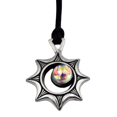 Collar Eclipse Solar con grabado – Ilusión óptica con cristal checo, regalo personalizado para viajeros, zamak de alta calidad, longitud ajustable 45-62 cm