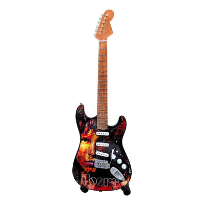 Mini guitarra Jim Morrison The Doors - Madera de caoba - Grabado personalizado - Regalo ideal para fans de la música - Altura 27,5 cm - Elemento decorativo de colección