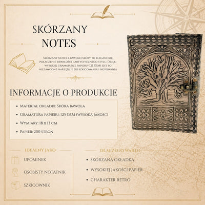 Cuaderno de Piel Retro Árbol de la Vida con Grabado