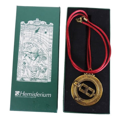 Miniatura de reloj de sol H90 con anillos astronómicos, grabado personalizado, regalo ideal, colgante burdeos, hecho de zincal y latón, diámetro 45 mm