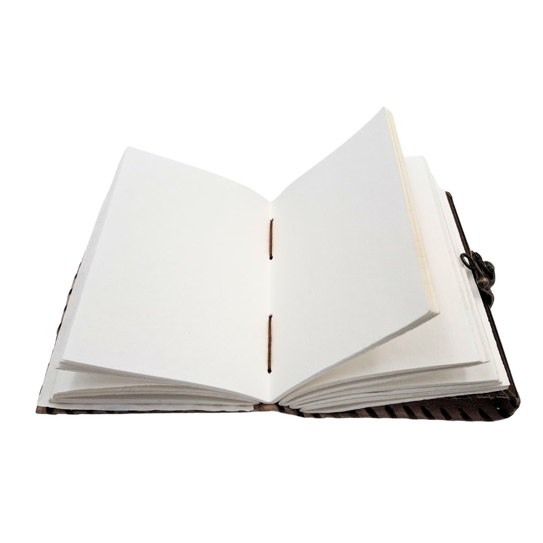 Cuaderno de cuero retro Sol y Luna de 200 páginas con posibilidad de personalización con grabado, beige y marrón, ideal para regalo a artistas o amantes de la magia cotidiana