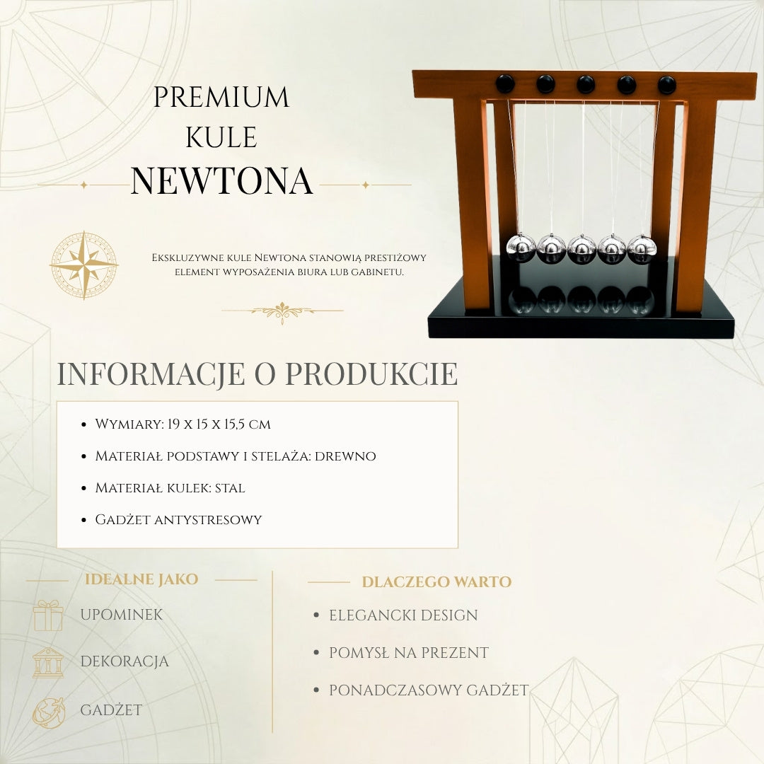 Bolas de Newton Premium Grandes Elegantes sobre Base de Madera con Posibilidad de Personalización con Grabado