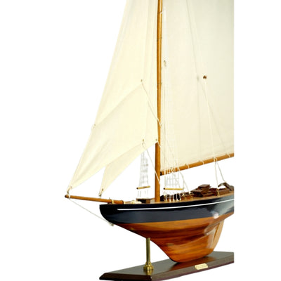 Modelo de yate Columbia con aparejo de gafas, altura 104 cm, de madera, con posibilidad de personalización con grabado