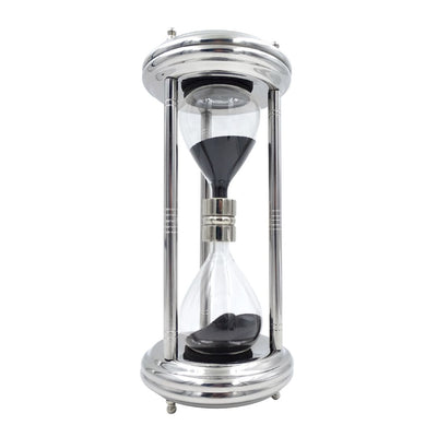 Reloj de arena grande plateado de 10 minutos con posibilidad de grabado