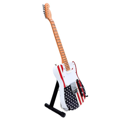 Mini guitarra coleccionable MGT-2639 estilo Bruce Springsteen con posibilidad de personalización con grabado, hecha a mano de caoba, regalo ideal para fan de la música, altura 27,5 cm