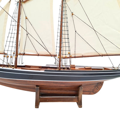 Modelo de Bergantín Bluenose de 78 cm con Grabado - Elegante Decoración Marinera de Madera para Regalo a Amantes de la Navegación y la Historia Marítima con Velas Naturales