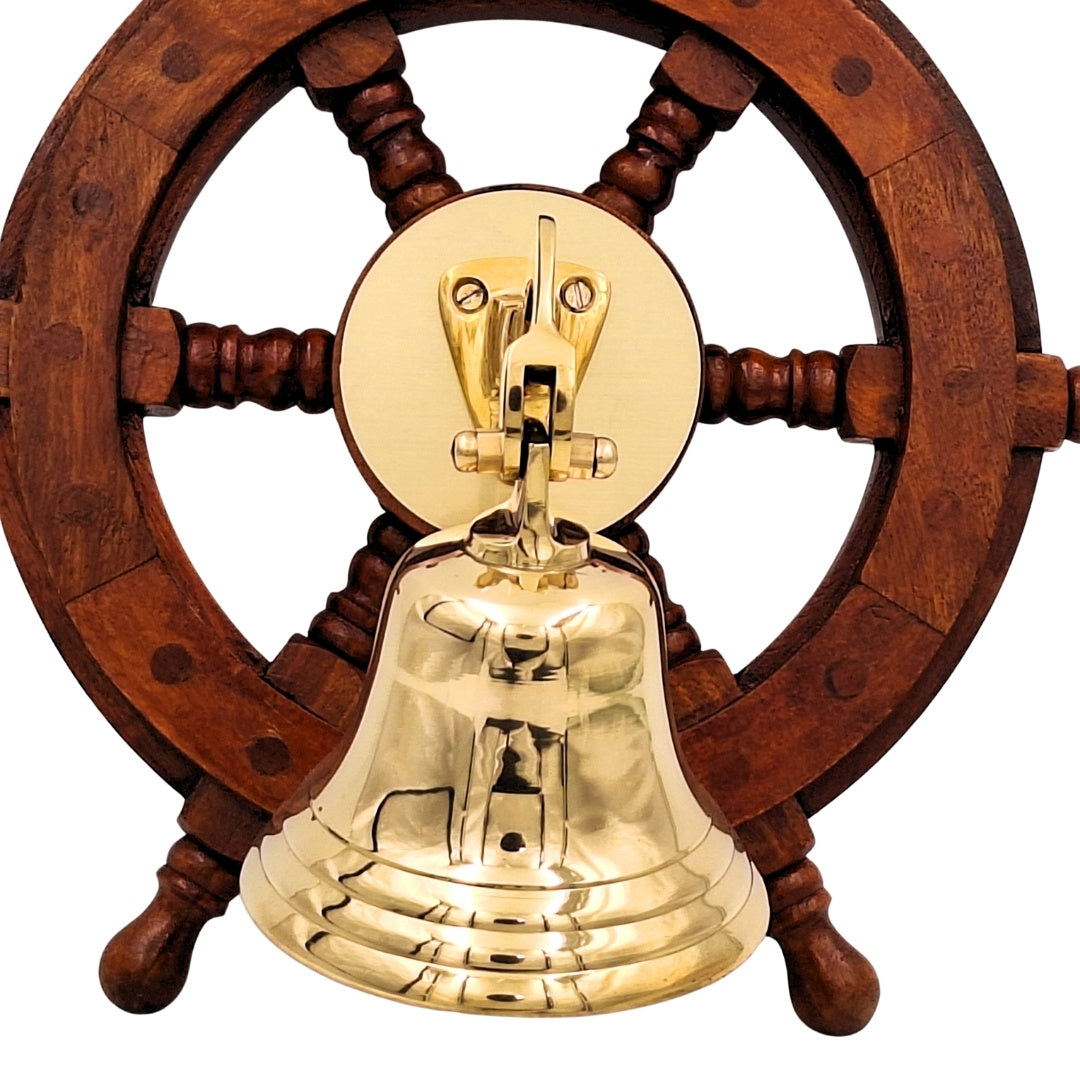Campana de barco de latón en timón con posibilidad de personalización mediante grabado