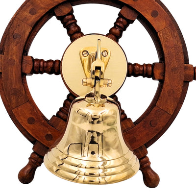 Campana de barco de latón en timón con posibilidad de personalización mediante grabado