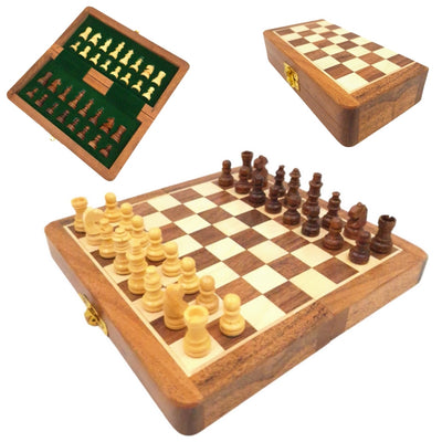 Ajedrez magnético de madera 17x17 cm con grabado personalizado