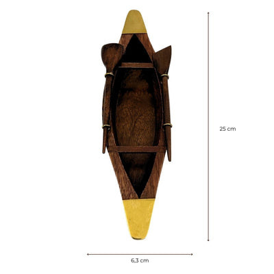 Elegante modelo de barco de madera de 25 cm - Adorno para escritorio con elementos de latón - Regalo ideal para un navegante con opción de personalización mediante grabado - Estilo marinero y retro