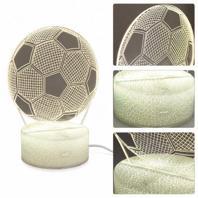 Lámpara nocturna Balón con posibilidad de personalización con grabado - Regalo ideal para amantes del fútbol - 17 cm de altura - 3 colores para elegir - Alimentación por USB o 3 pilas AAA
