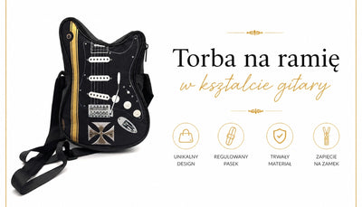 Bolso de hombro con forma de guitarra con cruz de Malta - Regalo personalizado para guitarristas