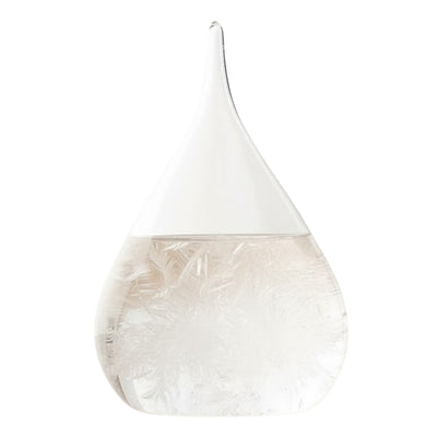 Barómetro de tormenta Fitzroya - Gota Storm Glass con posibilidad de personalización con grabado - regalo elegante en forma de gota, altura 11 cm, recipiente de vidrio con cristales únicos que reaccionan a cambios climáticos