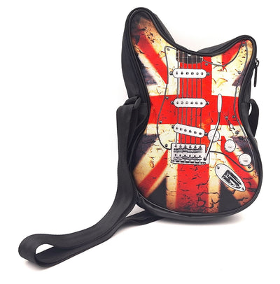 Bolso de hombro con forma de guitarra con bandera británica RBG-008 con posibilidad de personalización mediante grabado