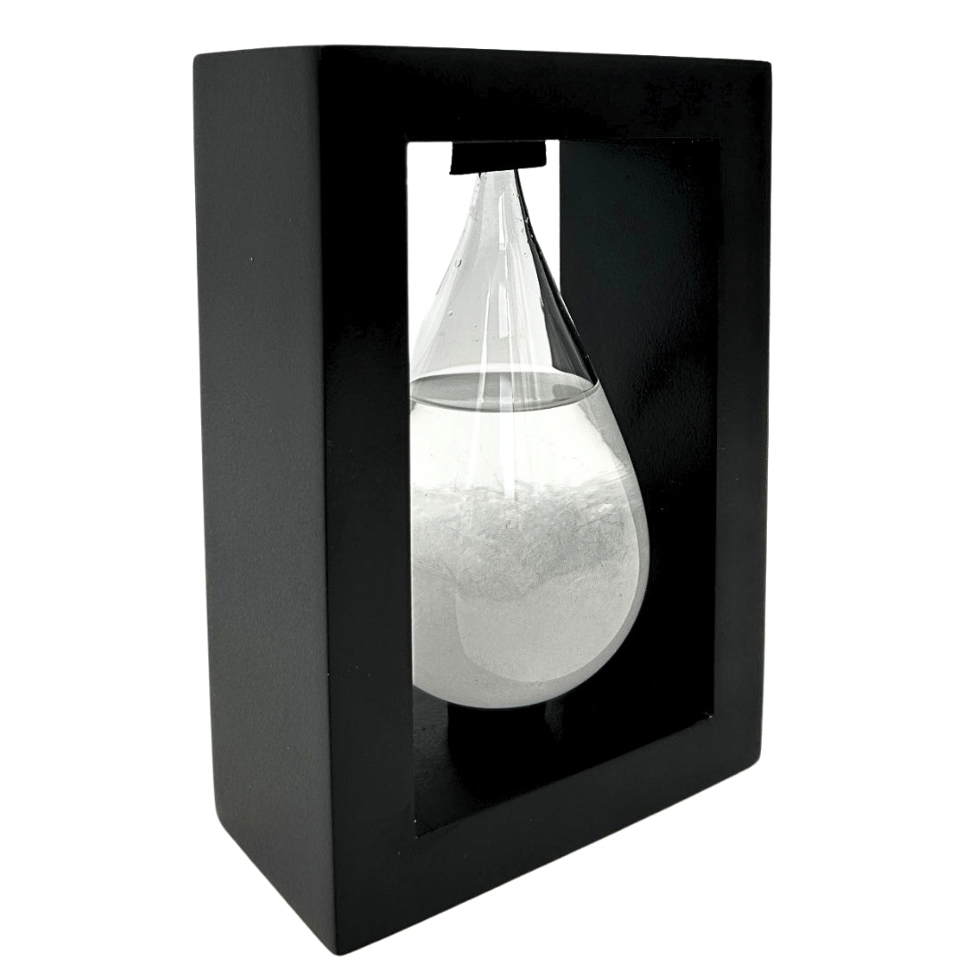 Barómetro de tormenta Fitzroya en marco de madera - Gota Storm Glass con posibilidad de personalización con grabado - regalo ideal para cualquier ocasión - estación meteorológica elegante en estilo moderno con cristales que reaccionan a cambios climáticos