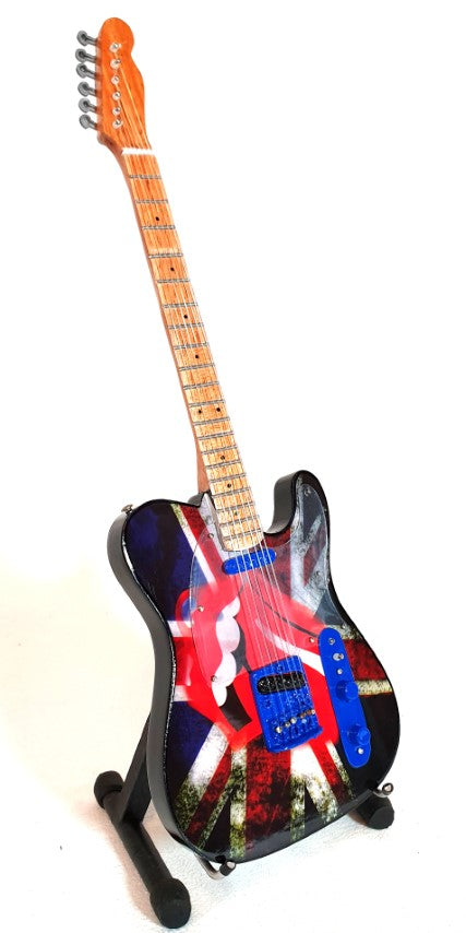 Mini guitarra estilo Rolling Stones Keith Richards MGT-2301 con posibilidad de personalización con grabado, hecha a mano de caoba, regalo ideal para fan de la música, altura 27,5 cm