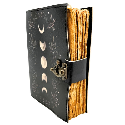 Cuaderno de Piel Retro con Fases de la Luna y Grabado