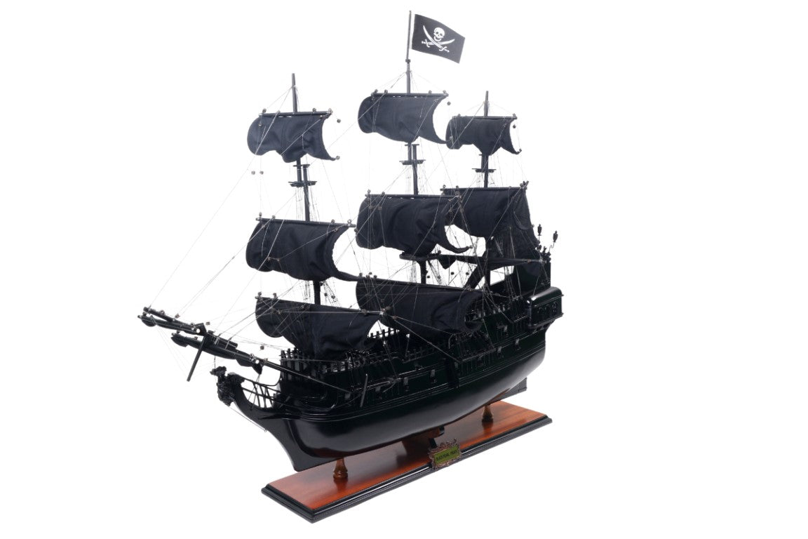 Modelo de barco pirata Perla Negra BP80R con posibilidad de personalización con grabado, longitud 89 cm, regalo exclusivo para cualquier ocasión, artesanía artística, base de madera