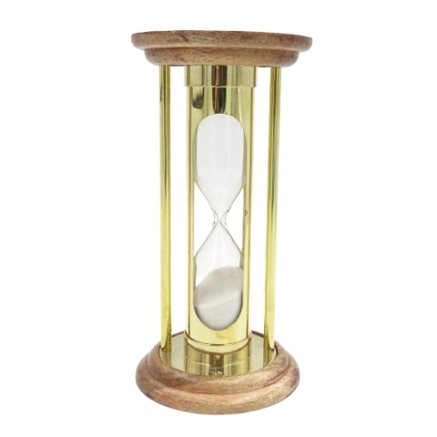 Reloj de arena de latón y madera 5 min con posibilidad de grabado