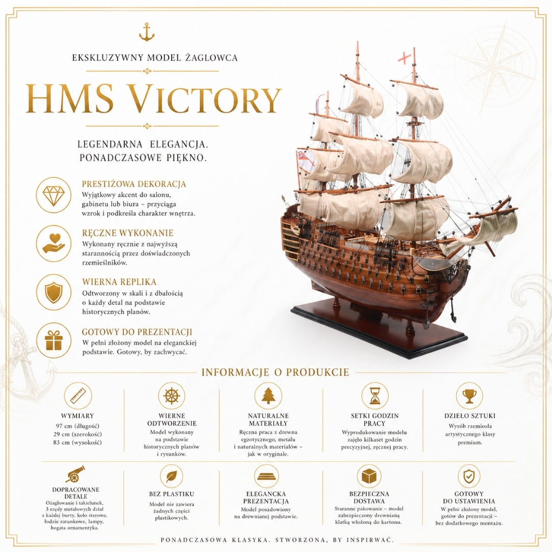 Modelo exclusivo de barco de vela HMS Victory VIC80R