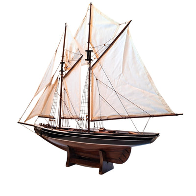 Modelo de Bergantín Bluenose de 78 cm con Grabado - Elegante Decoración Marinera de Madera para Regalo a Amantes de la Navegación y la Historia Marítima con Velas Naturales