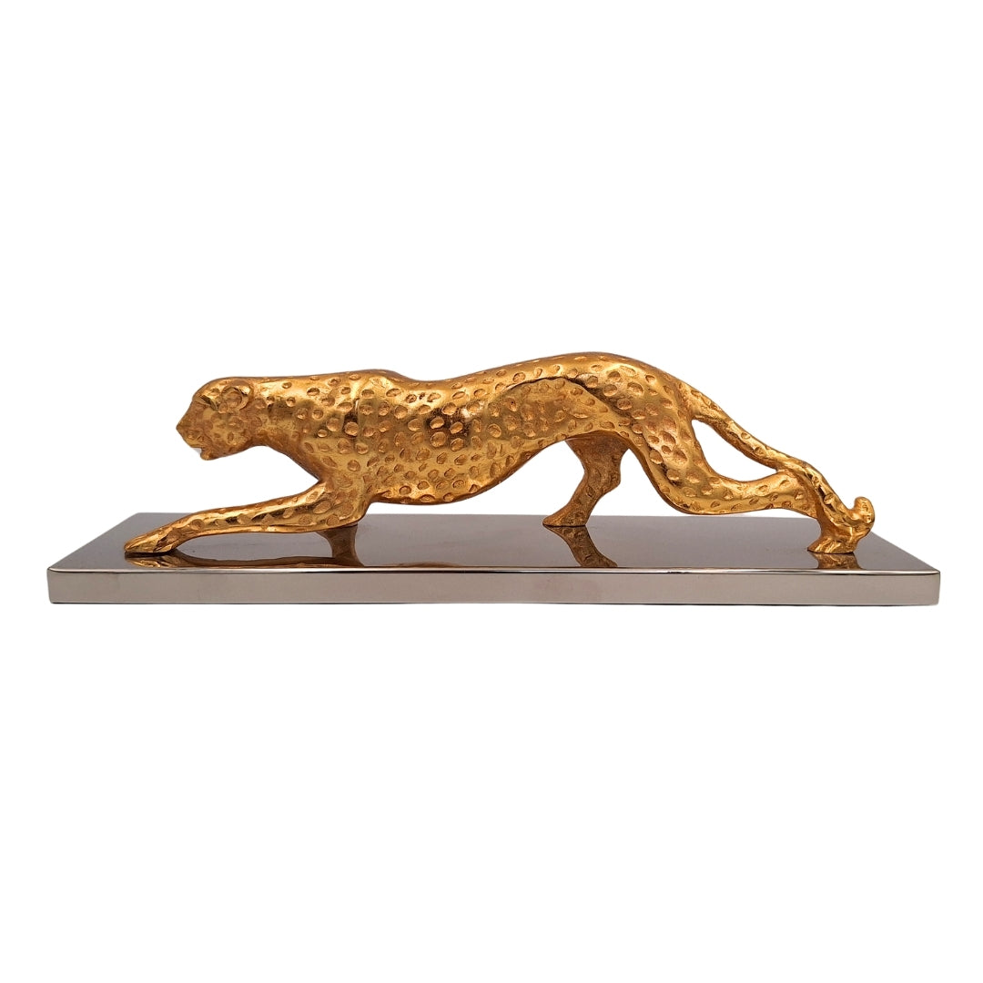 Figura Decorativa Elegante de Leopardo Dorado 42 cm con Grabado Personalizado