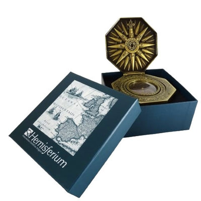 Brújula magnética cardán exclusiva H43 de latón y madera con grabado personalizado
