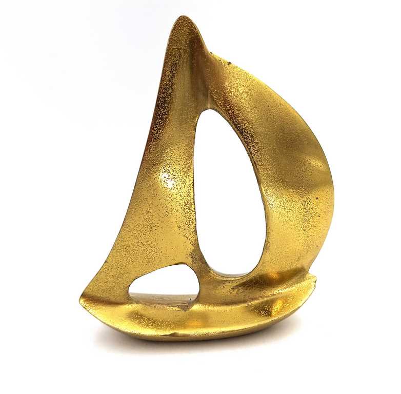 Yate dorado de aluminio 19,5 cm con posibilidad de personalización con grabado - decoración elegante para regalo a amantes de la navegación