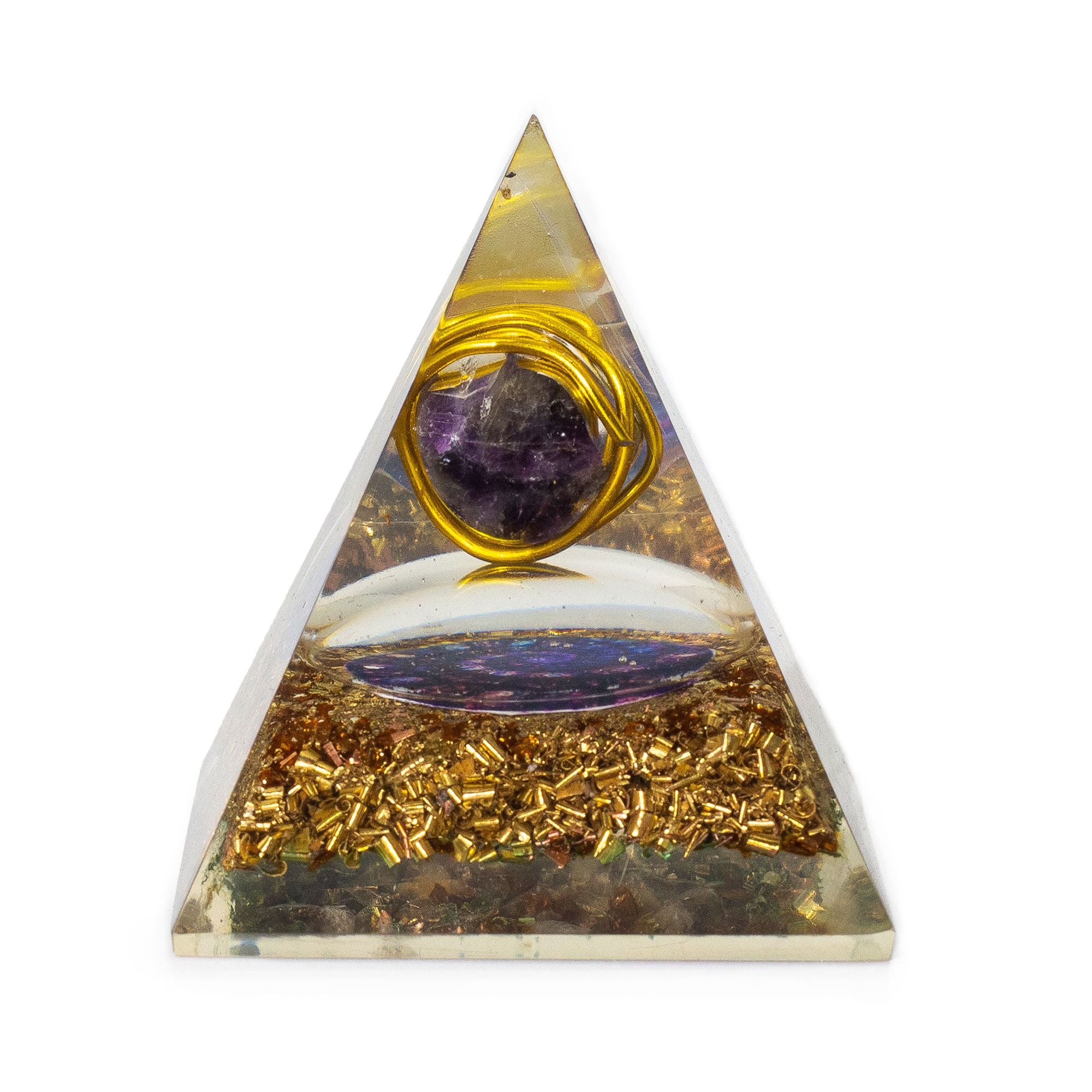 Pirámide Mediana de Orgonita con Amatista y Cobre 7x6 cm