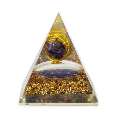Pirámide Mediana de Orgonita con Amatista y Cobre 7x6 cm