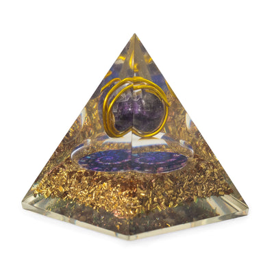 Pirámide Mediana de Orgonita con Amatista y Cobre 7x6 cm