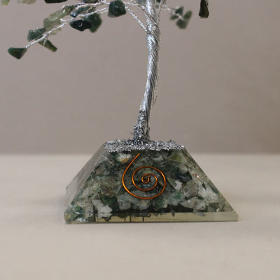 Árbol de piedras con base de orgonita - 160 piedras de ágata musgosa