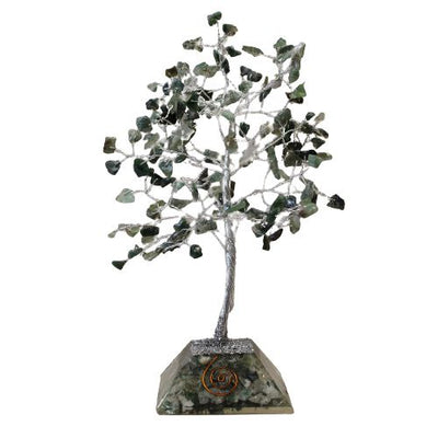 Árbol de piedras con base de orgonita - 160 piedras de ágata musgosa