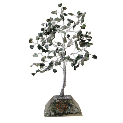 Árbol de piedras con base de orgonita - 160 piedras de ágata musgosa