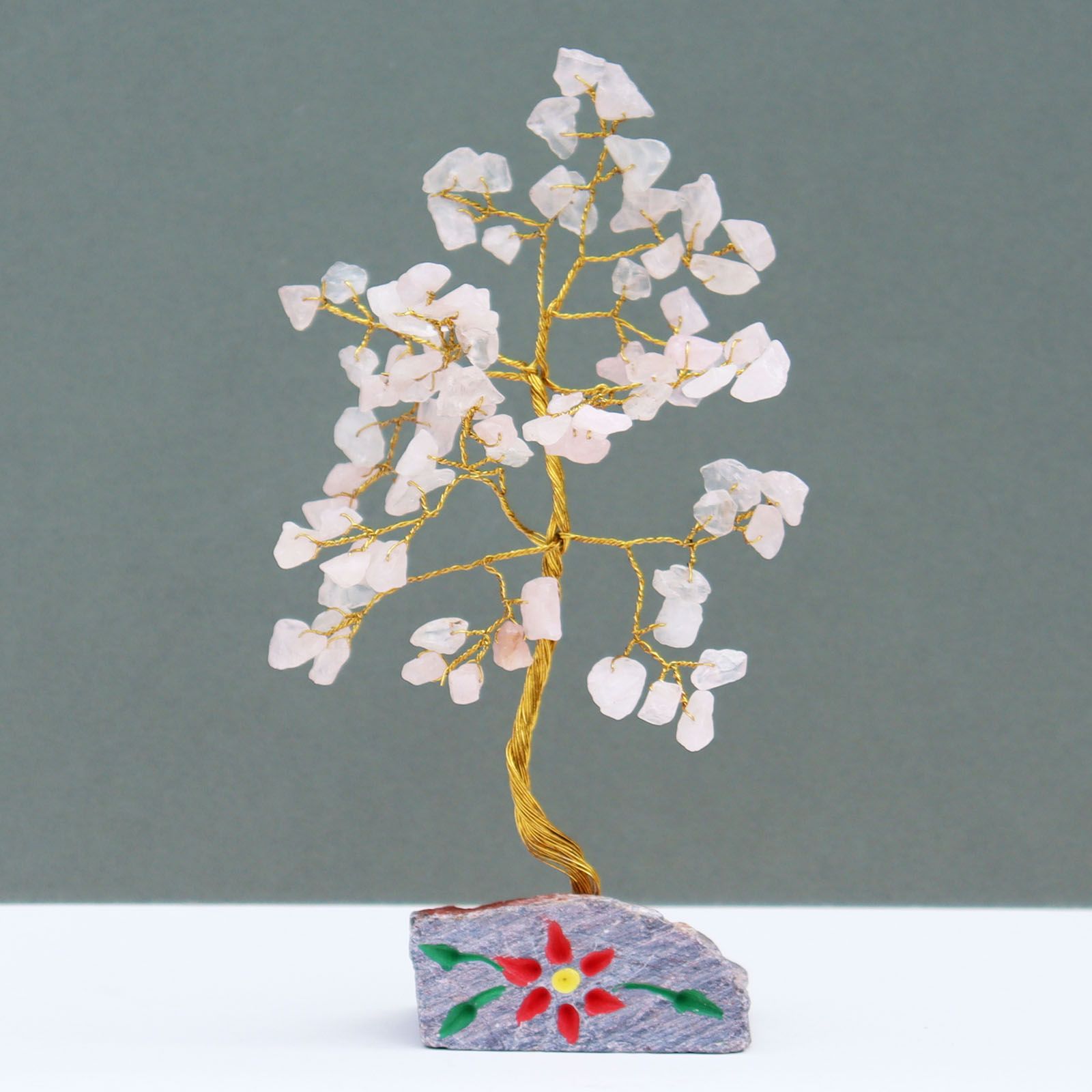 Árbol de Cuarzo Rosa con Piedras  