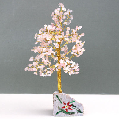 Árbol de Cuarzo Rosa con 320 Piedras  