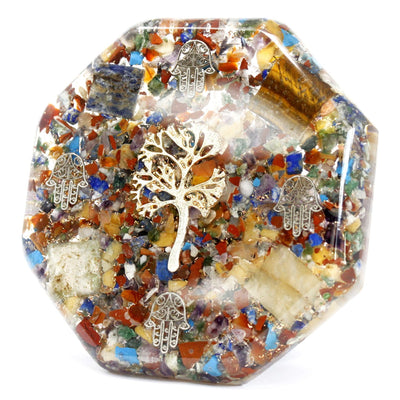 Paquete de Energía de Escritorio de Orgonita - Árbol de la Vida - Grande - Hecho a Mano con Piedras Preciosas y Cobre - Ideal para Regalo - Dimensiones 11 cm x 1,5 cm - Protección contra Contaminación Electromagnética - Símbolo de Armonía y Energía