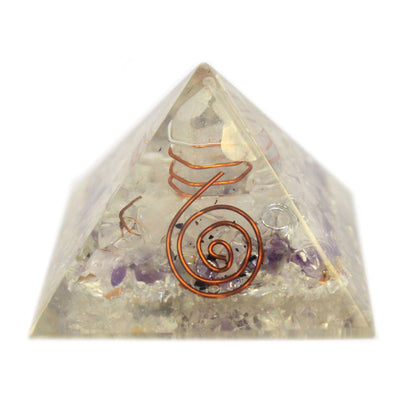 Pirámide Mágica de Orgonita 55 mm con Piedras Preciosas y Cobre
