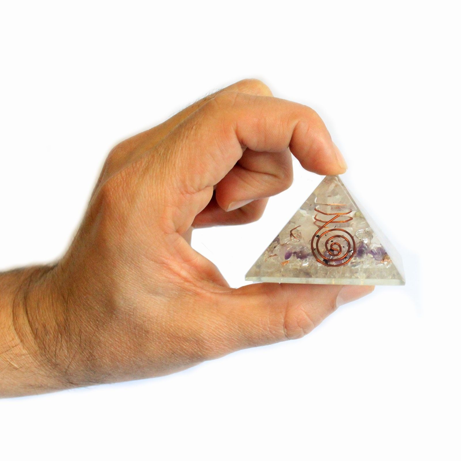 Pirámide Mágica de Orgonita 55 mm con Piedras Preciosas y Cobre