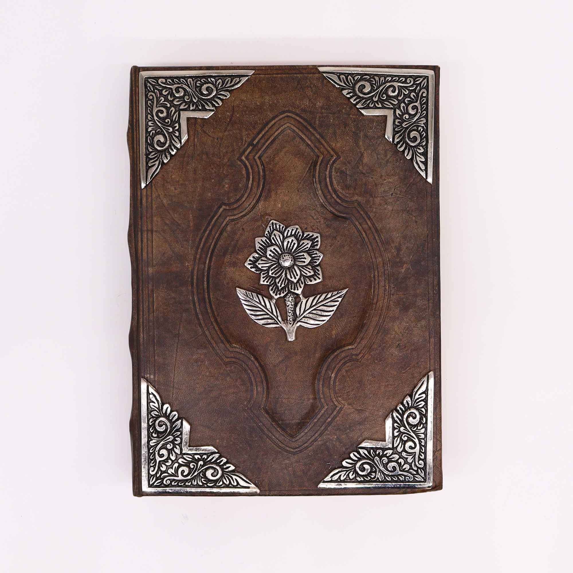 Elegante Cuaderno Hefty Brown Tan con Motivo Zinc Rose