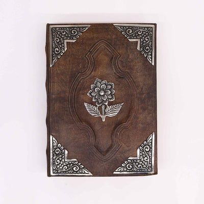 Elegante Cuaderno Hefty Brown Tan con Motivo Zinc Rose